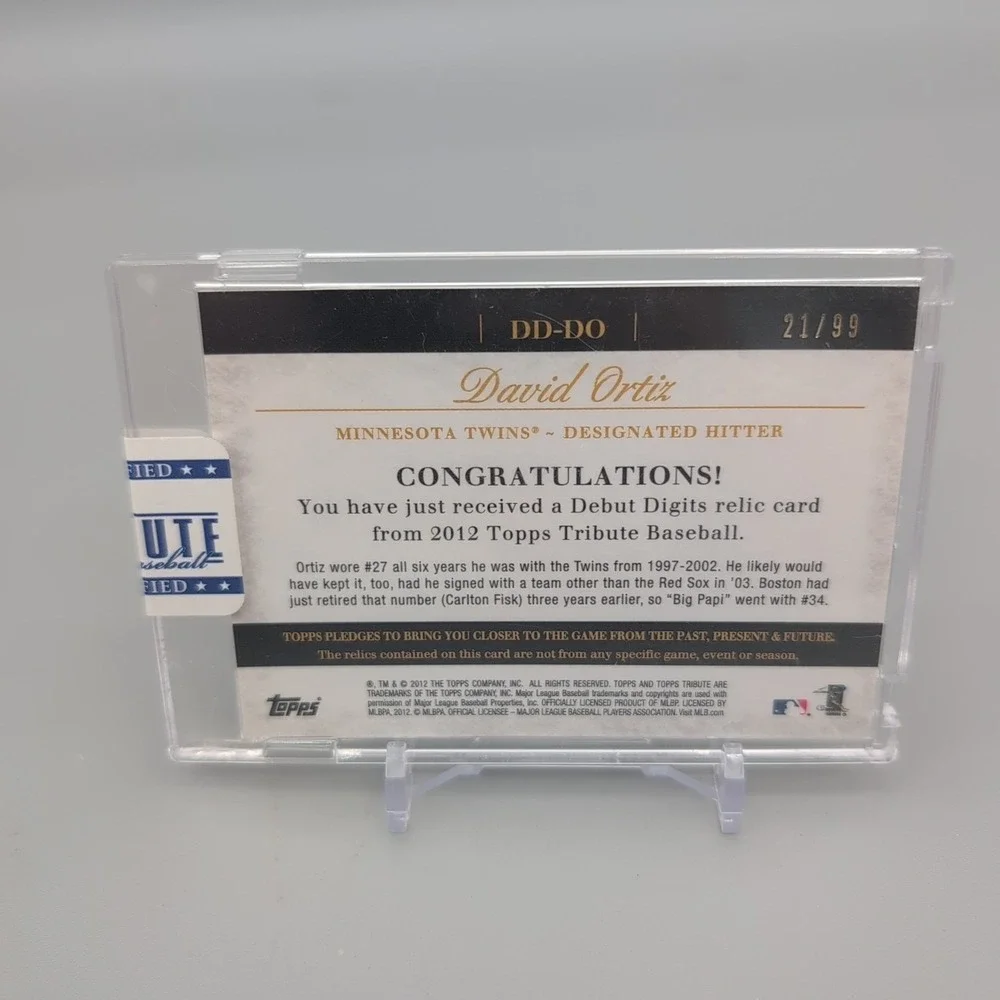 2012 Topps Tribute - Debut Digits David Ortiz #DD-DO /99 (Game Used Memorabilia)